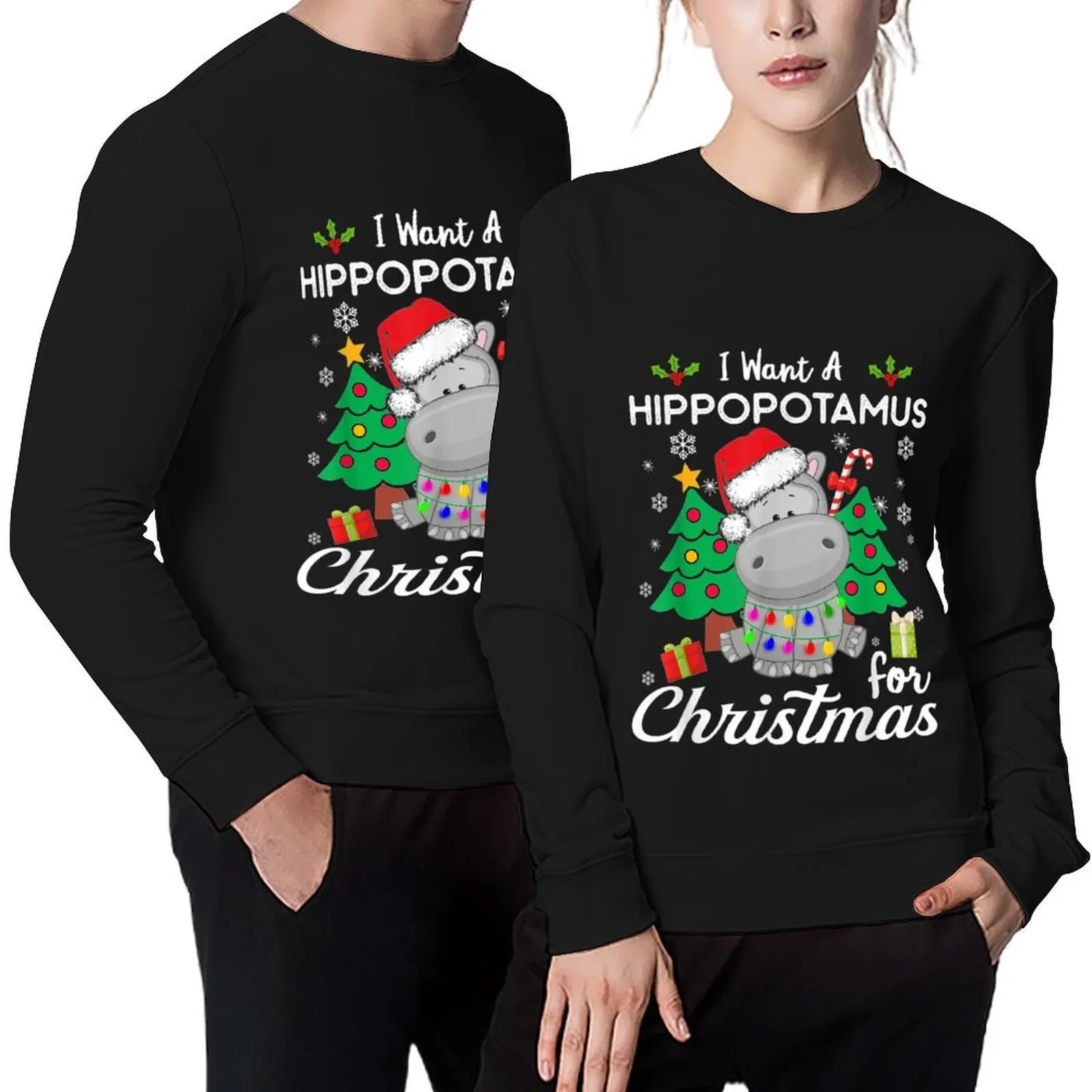

I Want A Hippopotamus For Christmas Pullover men's winter sweater anime clothes fashion men men's sweatshirt