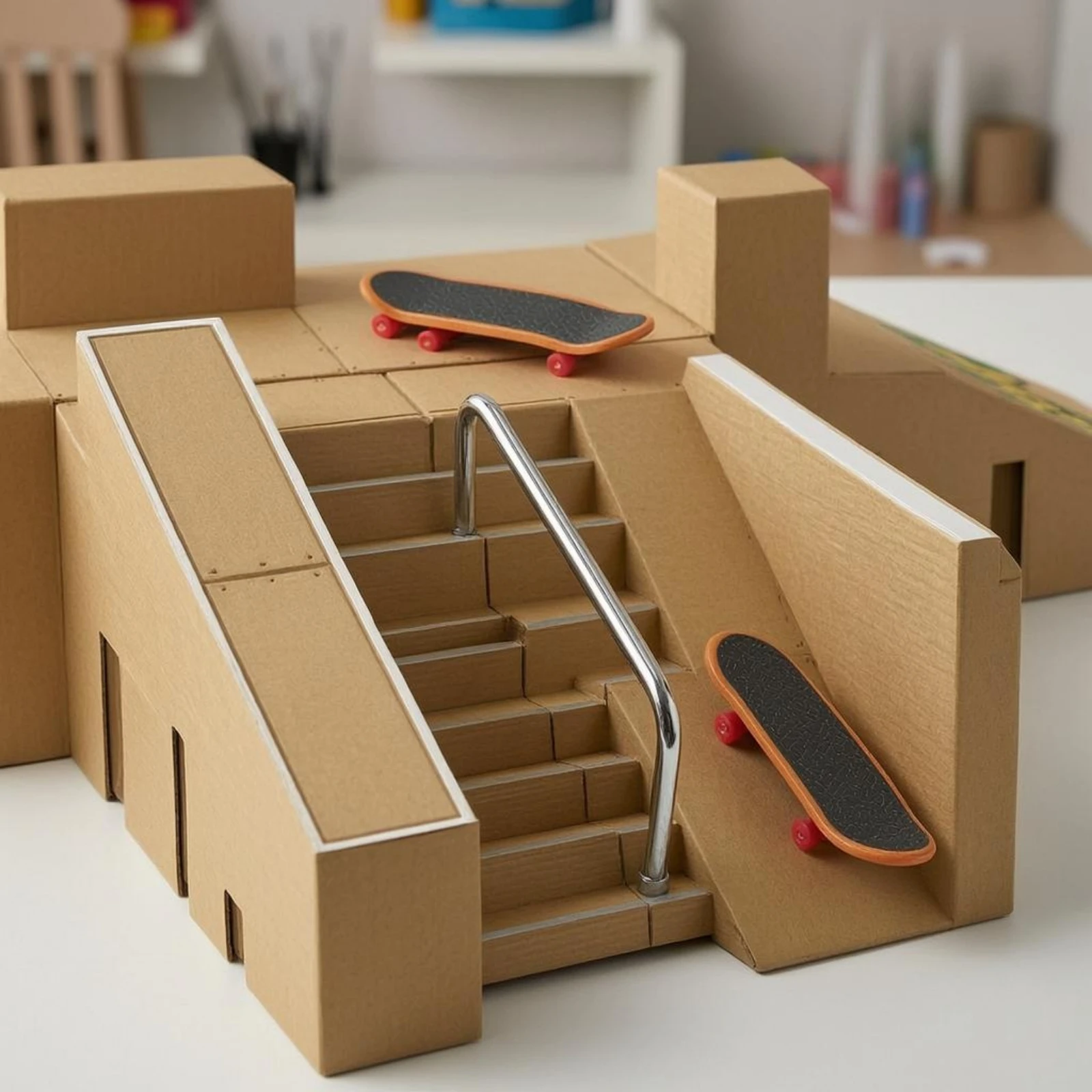 piste-de-fingerboard-multi-niveaux-rampe-mini-obstacle-petit-equipement-sportif-marron