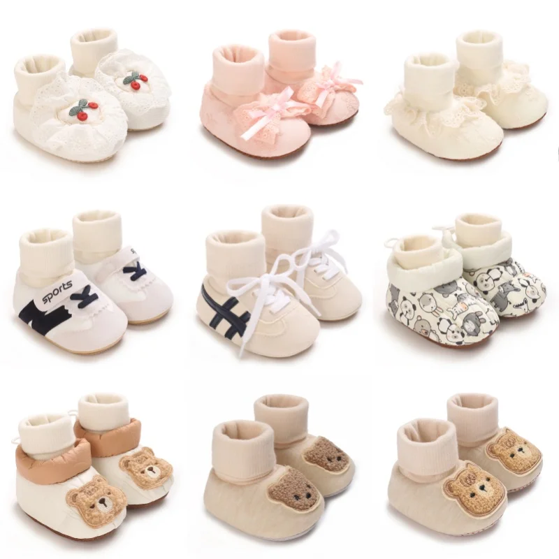 أحذية قطنية شتوية للأطفال للأولاد والبنات من عمر 0 إلى 18 شهرًا، أحذية مشي مريحة للأولاد والبنات، تعلم المشي الدافئ