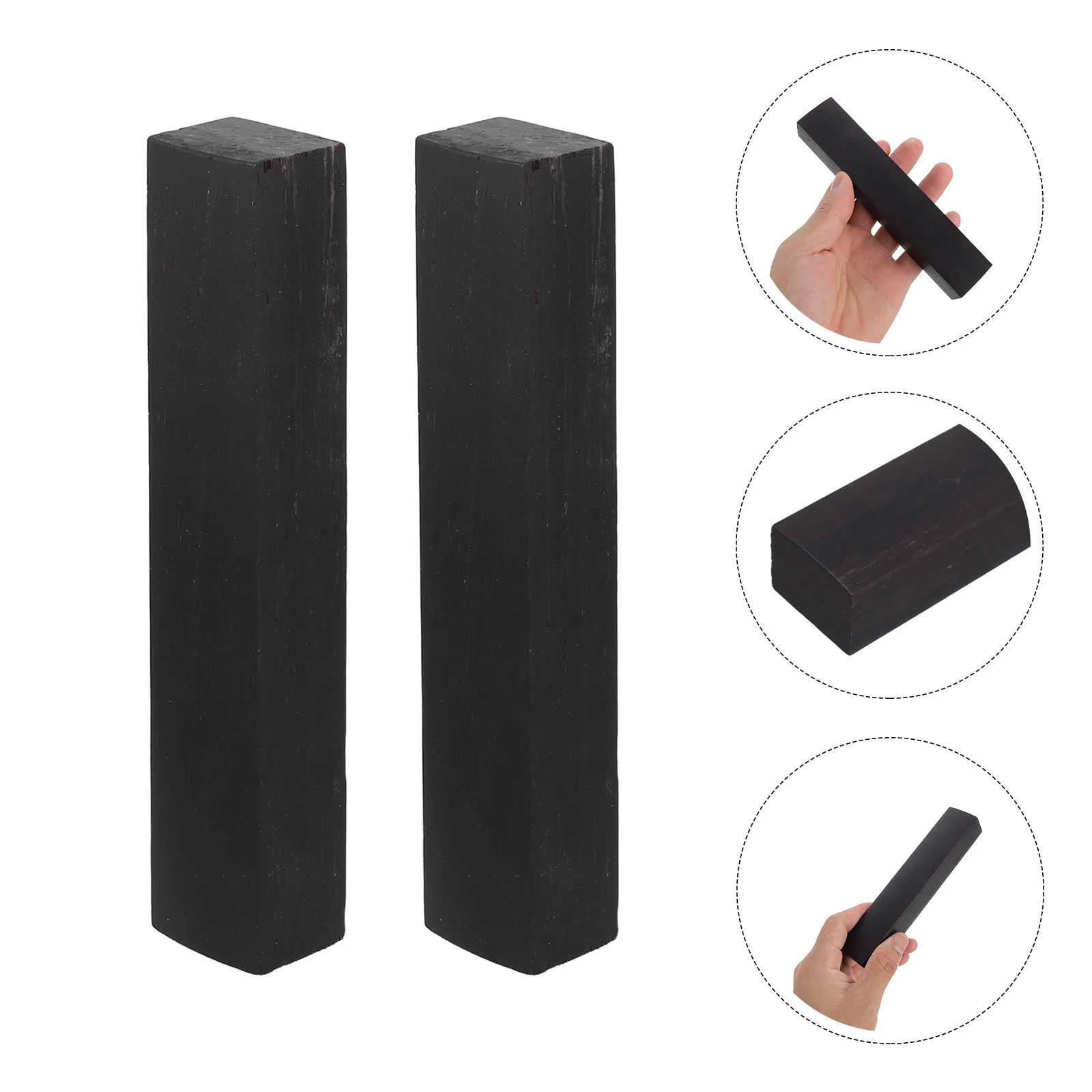 

2Pcs Chinese Calligraphy Paperweight Solid Wood 15Cm Flat Smooth Surface Artistic Desk Accessory Ink Painting Brush Writing Tool