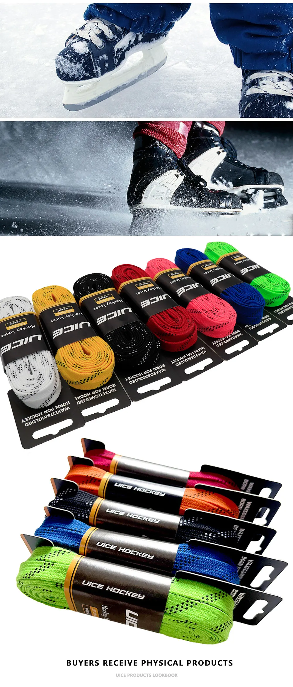 UICE Eishockey-Schnürsenkel 84/96/108/120 Zoll Schlittschuh-Hockey-Schnürsenkel Doppellagig Geflochten Verstärkt Hockey-Zubehör – Detail 4