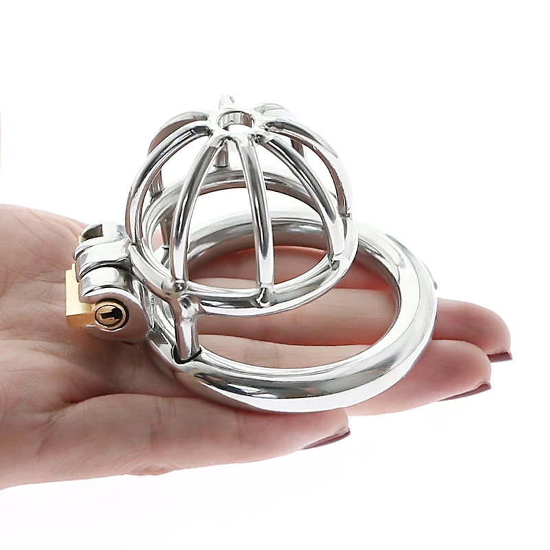 Jaula pequeña de Metal para pene, Dispositivo de Castidad de acero inoxidable, anillo uretral BDSM, juguete sexual erótico para hombres, Bondage,