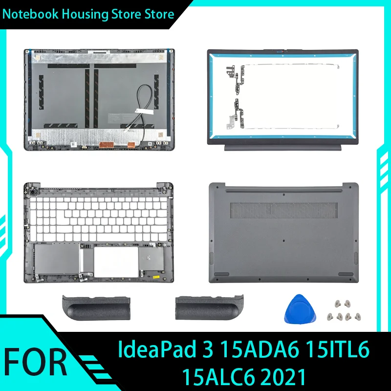 New Laptop Shell For IdeaPad 3 15ITL6 15ALC6 15ADA6 2021 LCD Back Cover/Front Bezel/Palmrest/Bottom Case/Hinge Cover Gray 15.6in