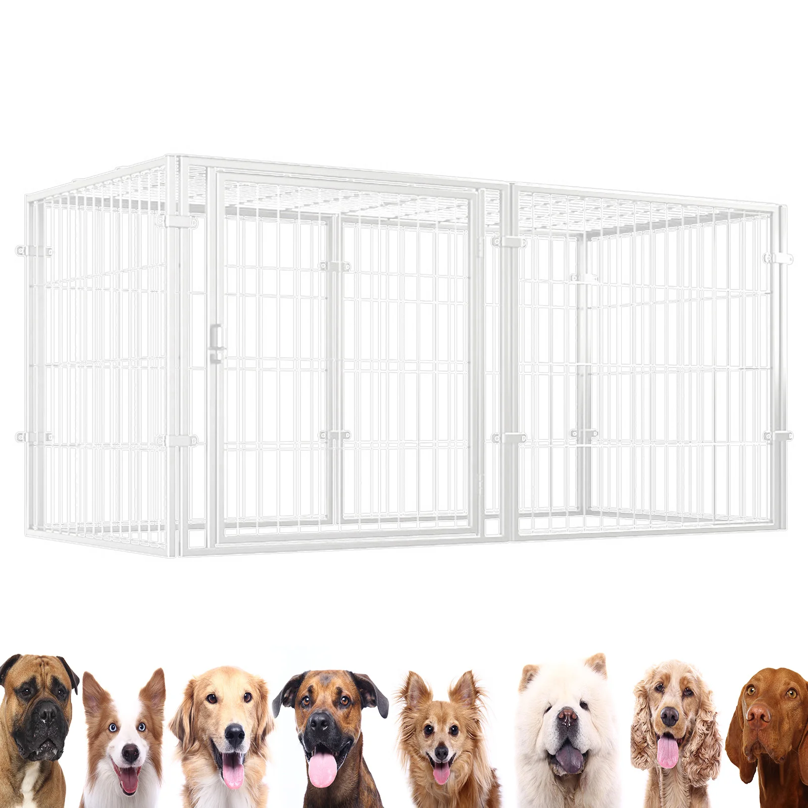 

48 Inch Puppy Playpen with Door Heavy Duty Wire Dog Crates Metal Grid Dogs Cage Kennel Stackable for Puppy/Small Dog/Rabbit/Pig