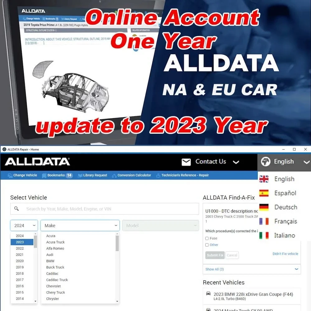 Alldata Autodata Identifix Mitchell One Year Online Account 4in1 Auto Repair Software Updatable Online All Data Car Parts Lookup