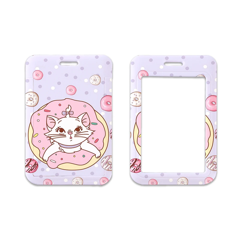 W Disney Horizontal Marie Cat Women Bank Card Holder Students Bus Card Case Lanyard Visit Door Identity Badge Small Gift