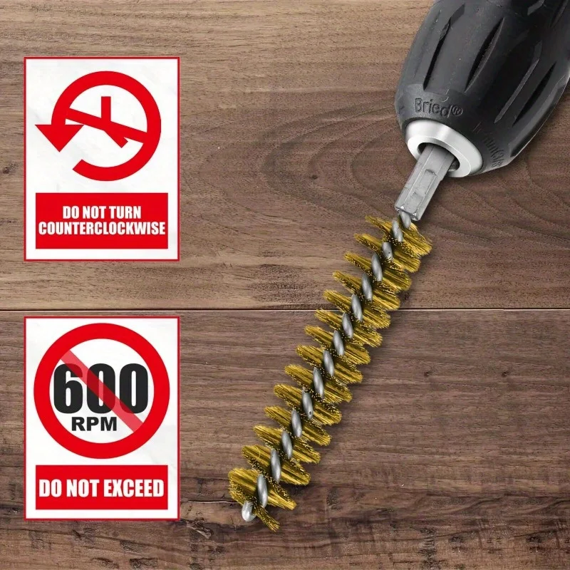 6Pc Bore Wire Brush Twisted 1/4 Inch Hex Shank Brass Bore Cleaning Wire Brushes 8-19mm for Power Drill Impact Driver Accessories image 6