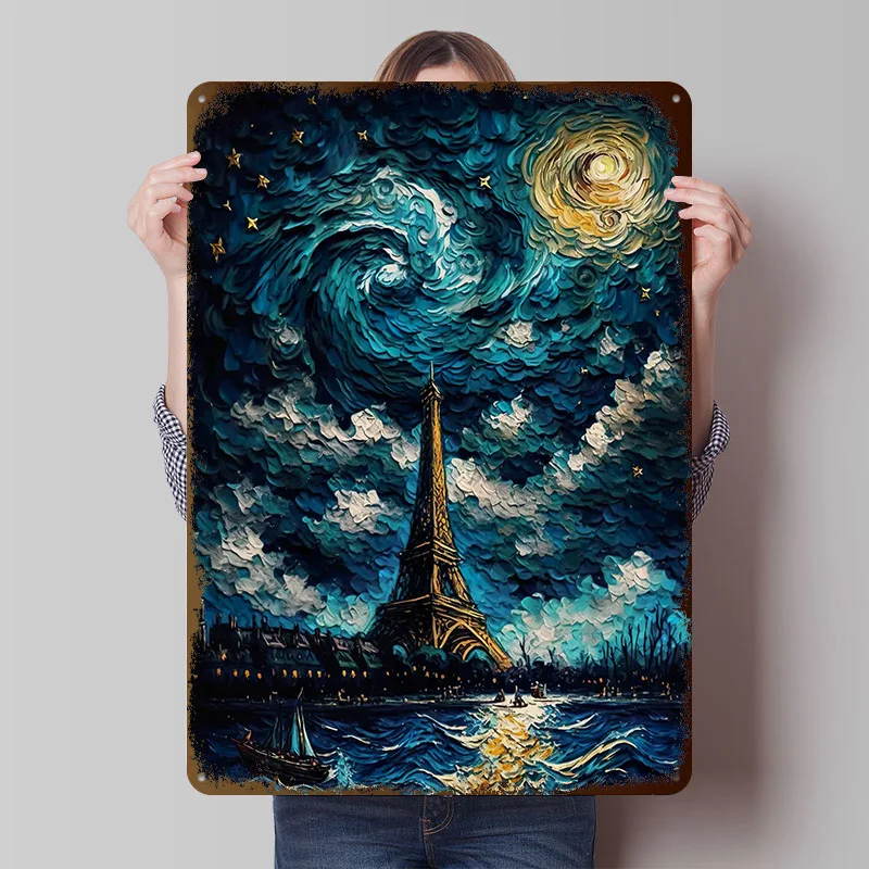 Eiffelturm Metallposter Personalisierte Wandkunst Retro Vintage Metallschilder für Heimdekoration Wohnzimmer Hausdekoration