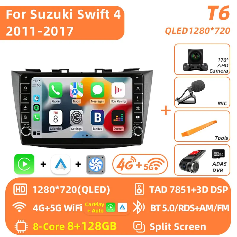 Voor Suzuki Swift 4 2011 - 2017 Autoradio Intelligente Android 16 Auto Multimedia Video Player Stereo CarPlay GPS navigatie 2 Din