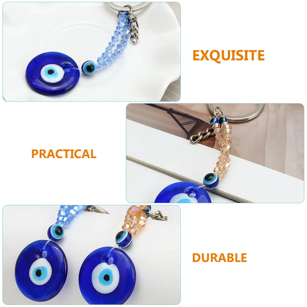 

2pcs Evil Eye Keychain Creative Glass Key Ring Decorative Bag Pendant Key Holder Luggage Car Decorations Women Gift Lightweight