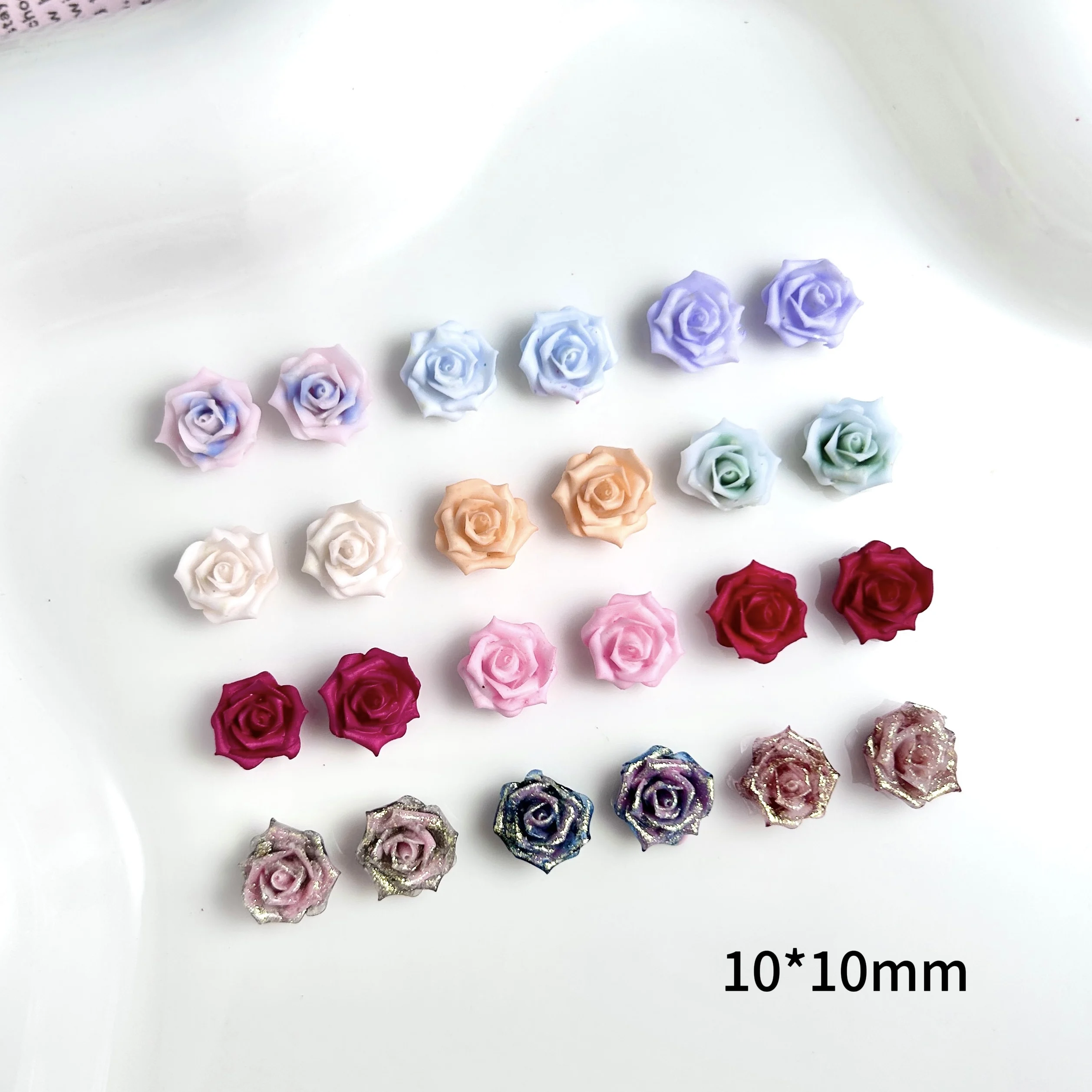 50Pcs Multiple Colors Camellia Nail Art Decorations 3D Minimalist Luminous Flowers Mixed Resin Nail Charms Accessories for DIY