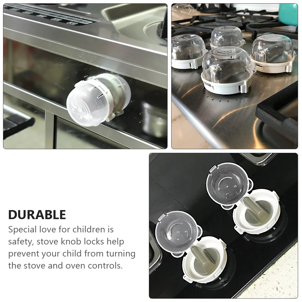 4 Pcs Replacement Stove Knobs Gas Protection Cover Cookware Plastic Covers Guard for Electric Top White Abs Baby