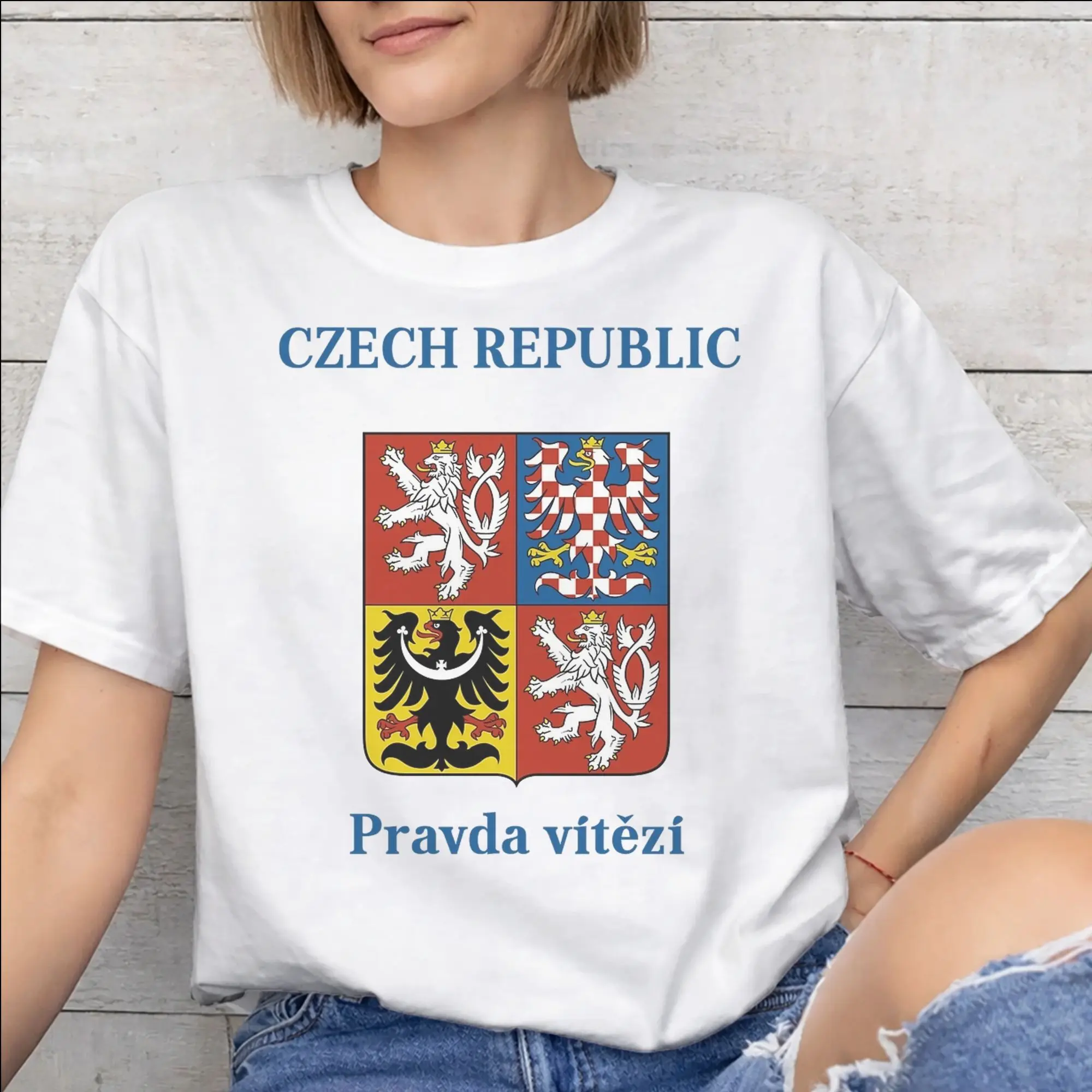 Czech Republic Coat of Arms Tee Shirt for Men Women Gift Idea T Shirts  100% Cotton Clothing