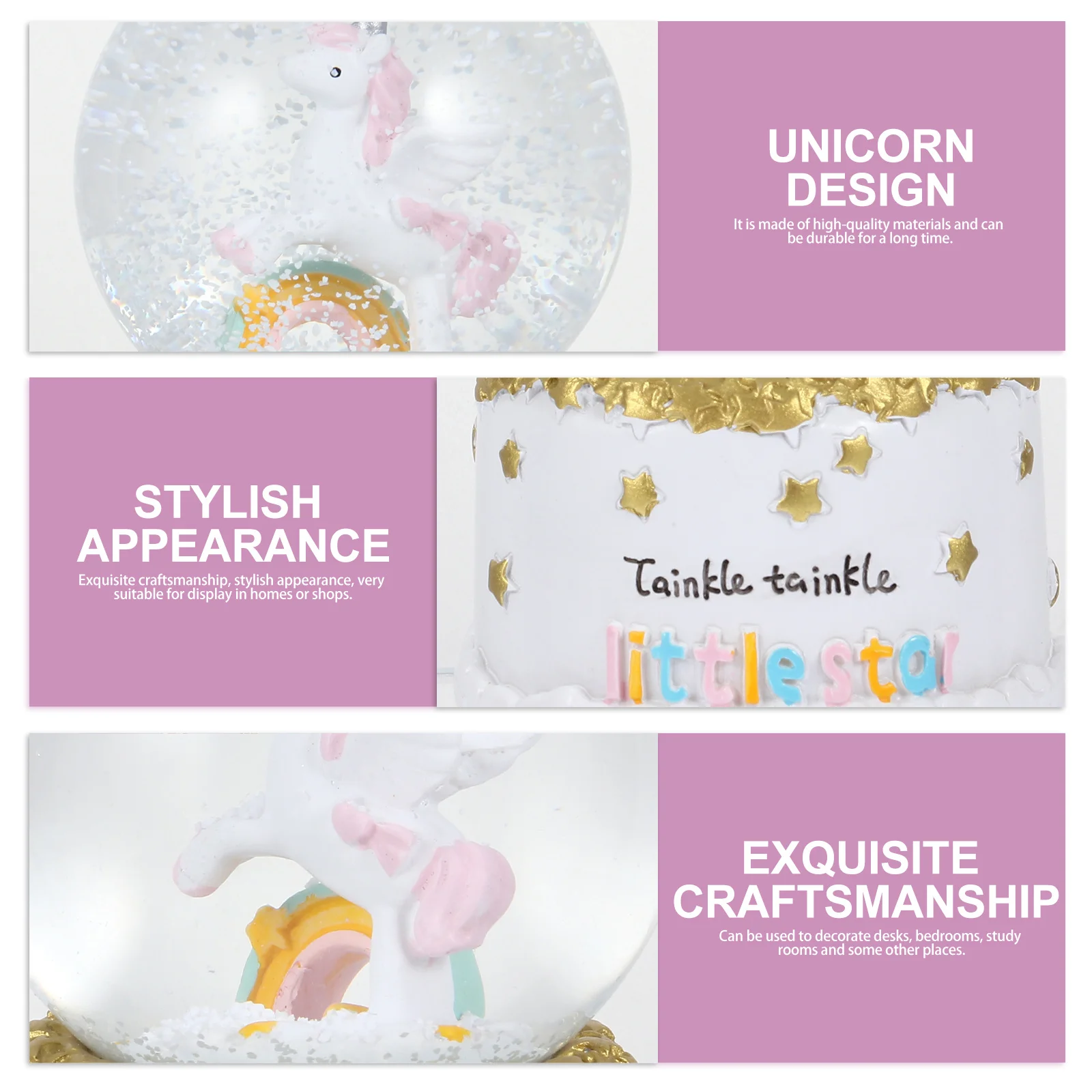 

Music Box Crystal Ball Unicorn Desktop Ornament Night Light Decor For Home Office Study Crystal Ball Adornment