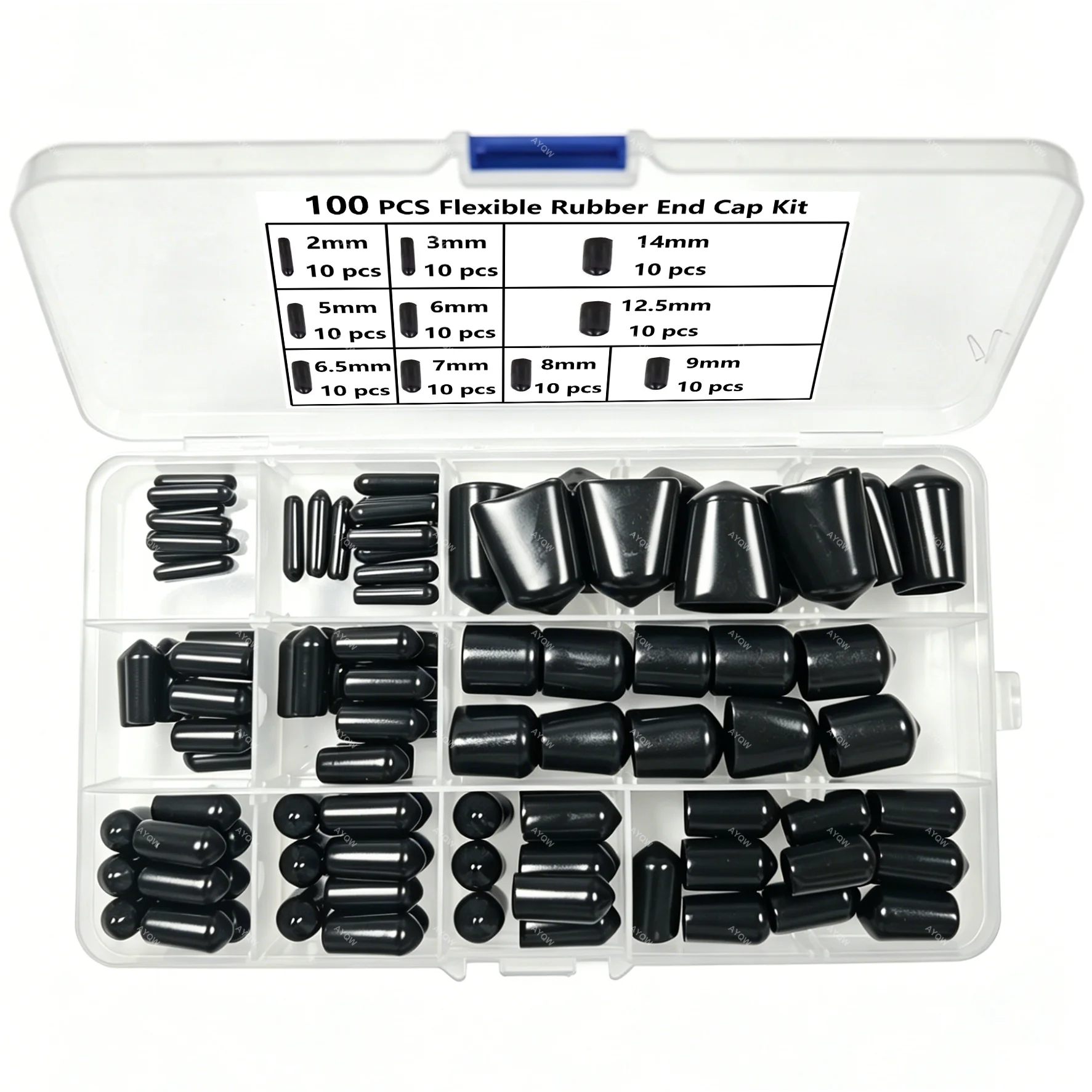 Rubber End Caps - 100pcs Flexible Screw Thread Protector Covers Rubber Bolt Covers Caps for Metal Tube Rod in 10 Sizes