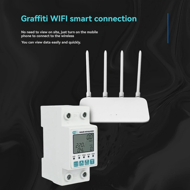 Tuya Wifi 2P Smart Energy Meter Power Kwh Meter Earth Leakage Over Under Voltage Protector Work With Tuya Smart Life