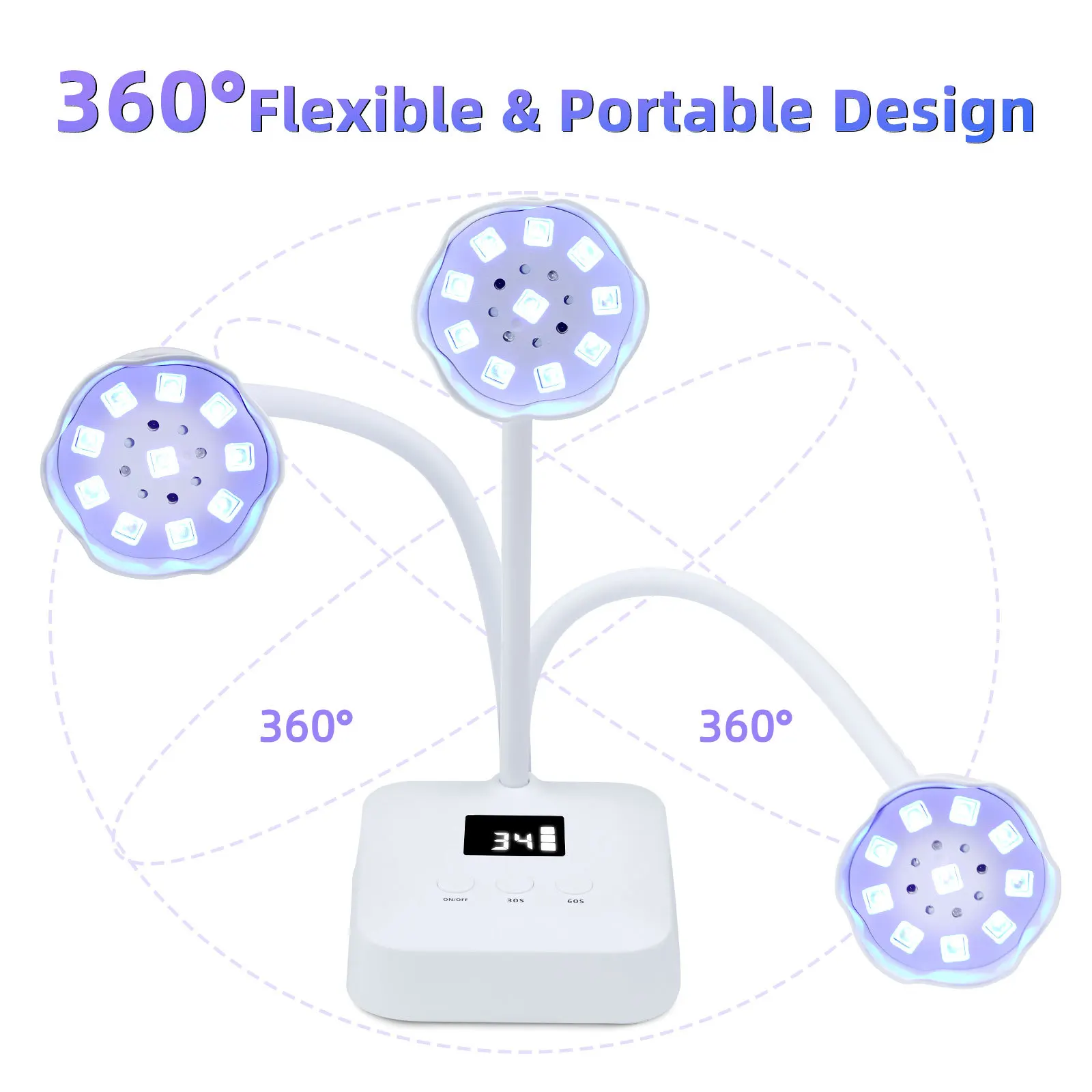 

360-градусная гибкая беспроводная светодиодная лампа для ногтей с USB Портативная УФ-гель-сушилка для ногтей для быстрого высыхания без сжигания рук