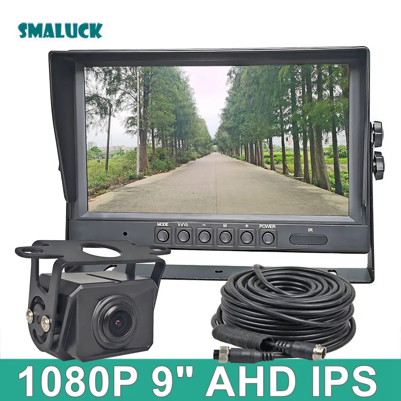 SMALUCK 9inch AHD IPS Rear View Car Monitor 1080P IP68 Waterproof Starlight AHD Rear View Car Camera for Car Bus Houseboat Truck