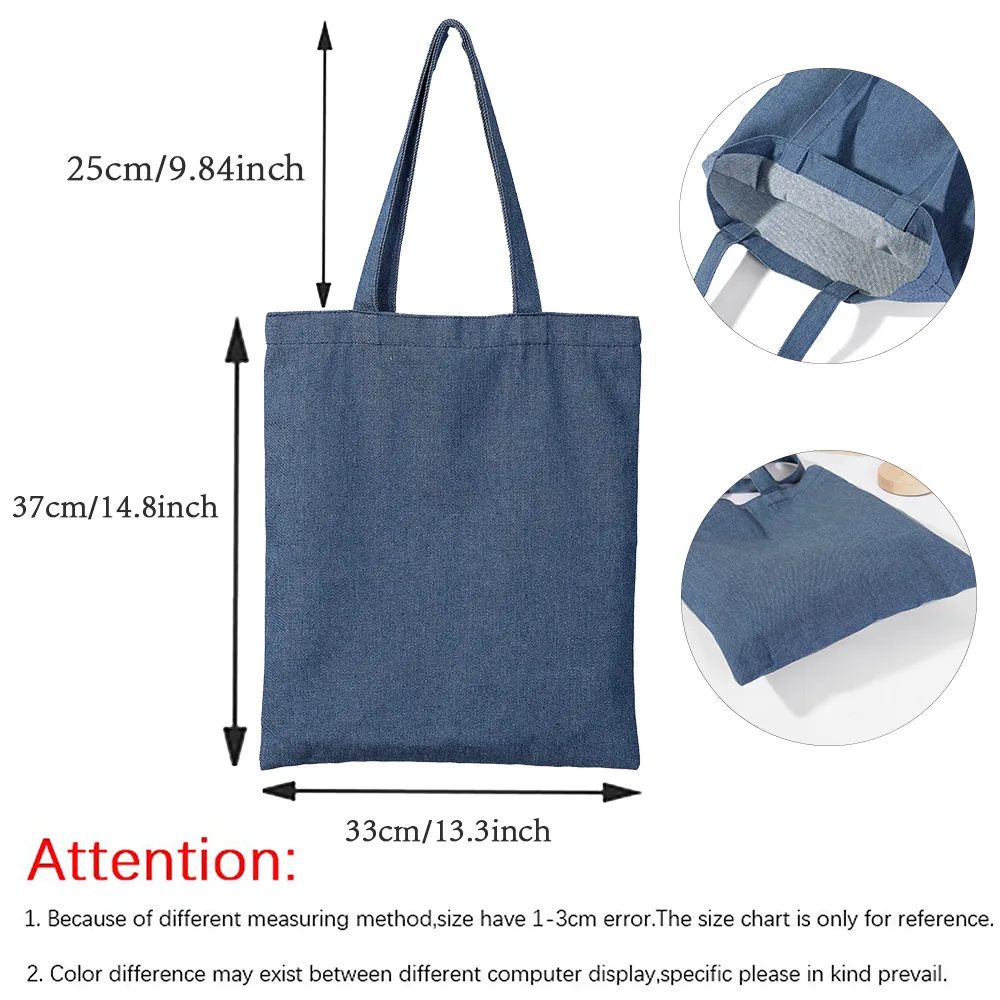 Personalized Denim Tote Bag Letter with Name Handbag Wedding Bachelorette Party Bridesmaid Bags Travel Shoulder Bag Gift for Her