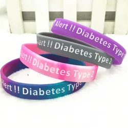1pc/4pcs Type 2 diabetes Type 2 diabetic rubber bracelet silicone wristband