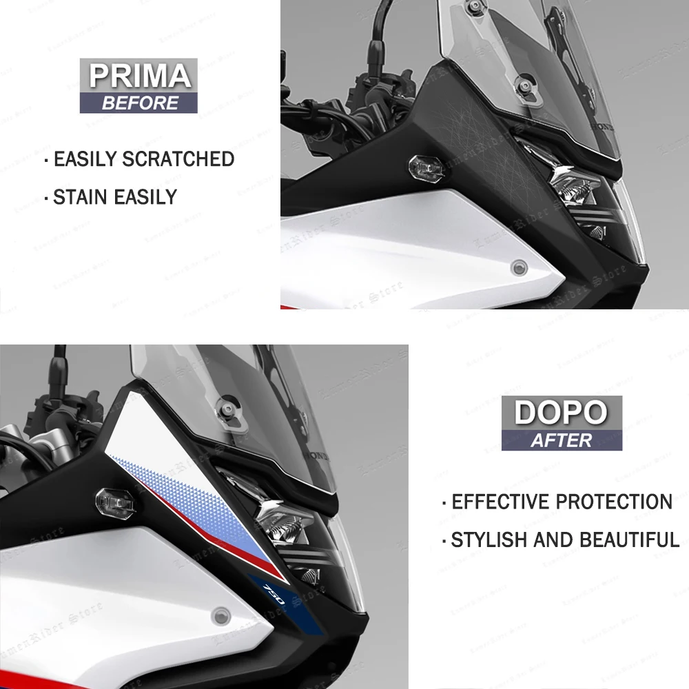 For Honda Transalp 750 Transalp750 XL750 Transalp 3D Epoxy Resin Headlight Protection Sticker Kit image 3