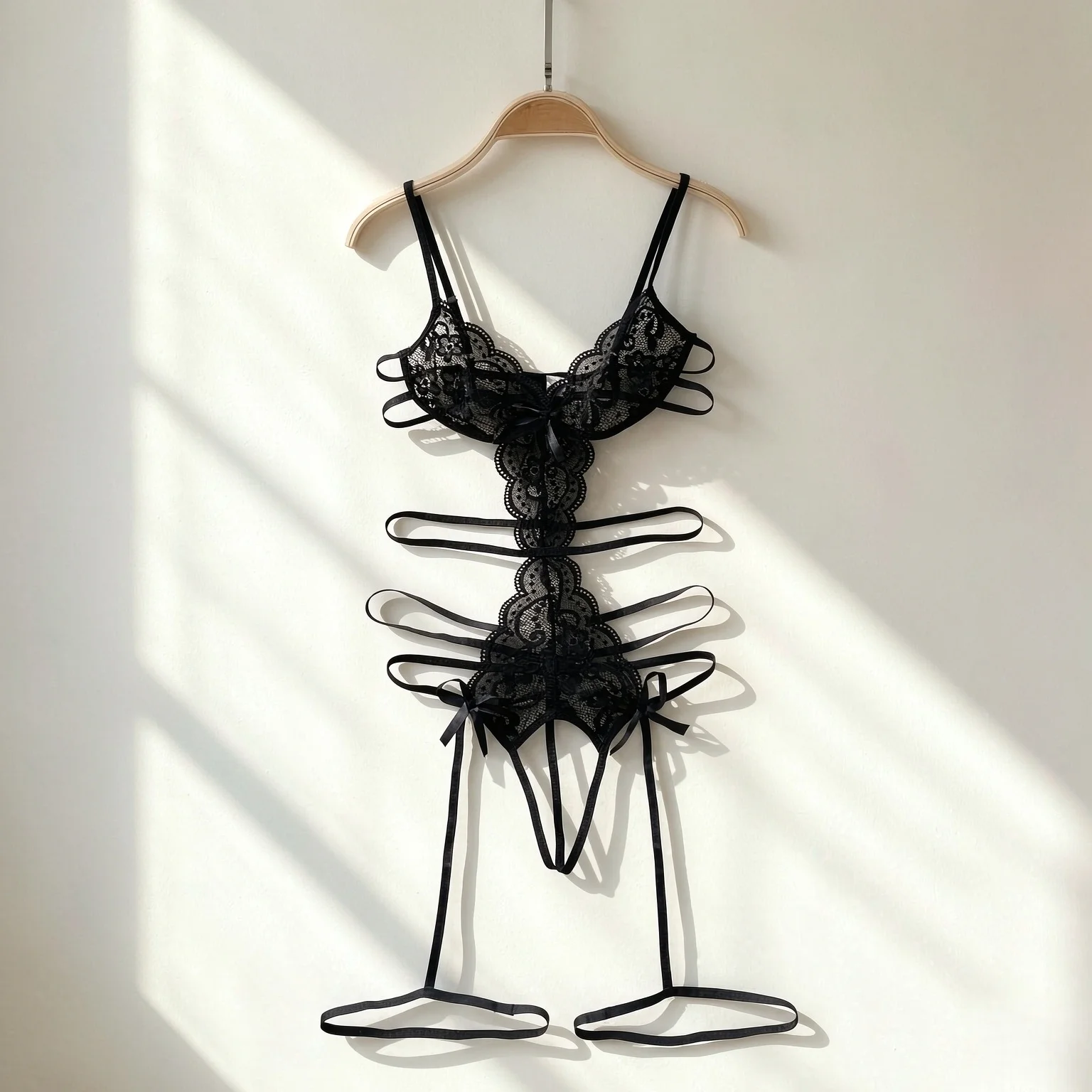 Monos de encaje con aberturas y cordones, bodies cortos con detalles de encaje, ropa interior transparente, lencería sexy para mujer, mono ajustado para discoteca.