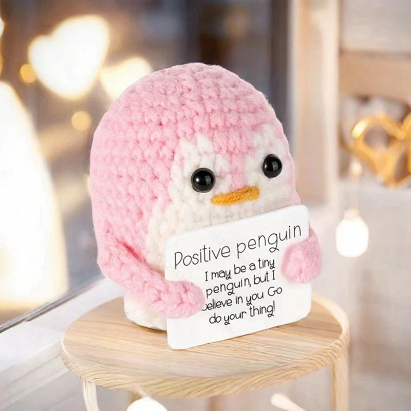 Roll Over Image To Zoom In Aeutwekm Emotional Support Penguin Crochet Doll With Positive Card - Cute Crochet Doll