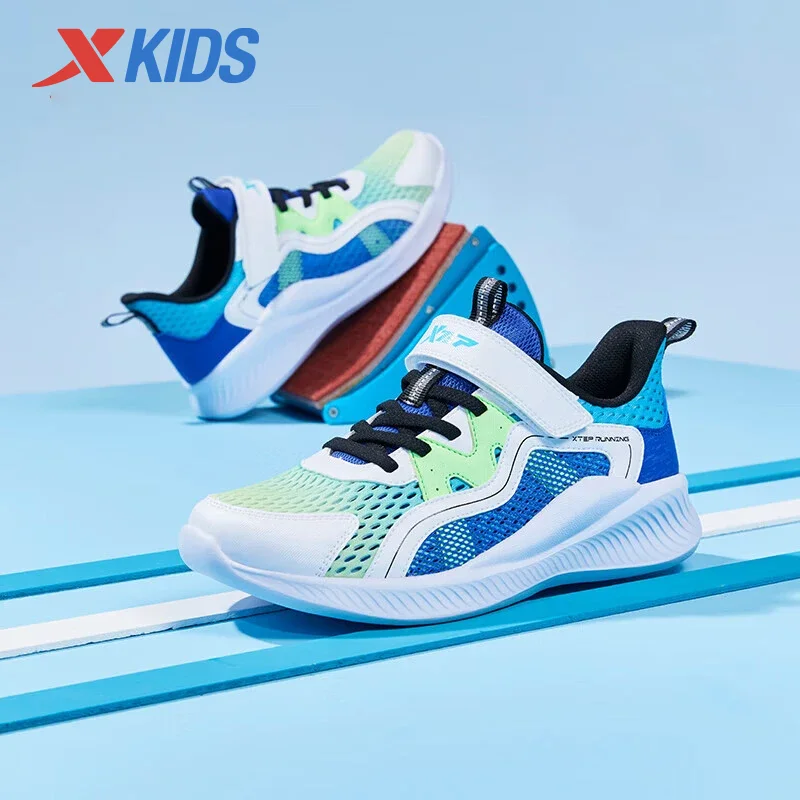 

Xtep Teenager's Running Shoes 2025 Spring Unisex Velcro Mesh Breathable Soft Cushion Comfortable Durable Sneakers 676216119307