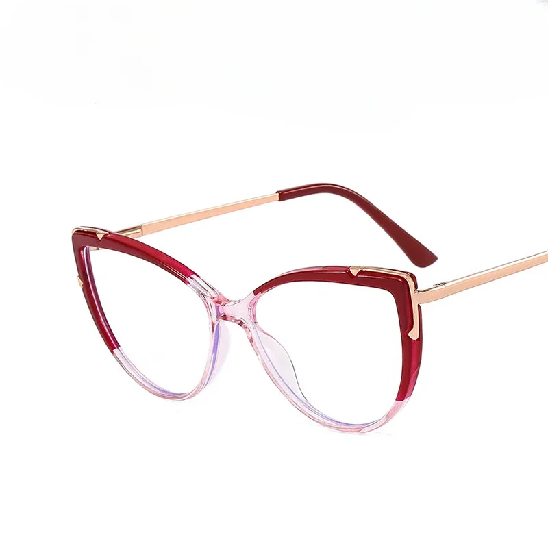 2024 Nowy trend w modzie TR90 Anti-blue Cat Eye Flat Lens Plain Frame Glasses Women Glasses Anti Blue Light Glass Clear