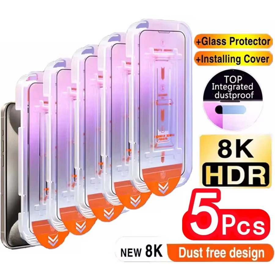 

5Pcs Screen Protector For Samsung A56 5G A36 A26 A16 A25 A35 A34 A53 A54 A55 S25 S24 Ultra S23 S22 Plus Glass With Install Kit