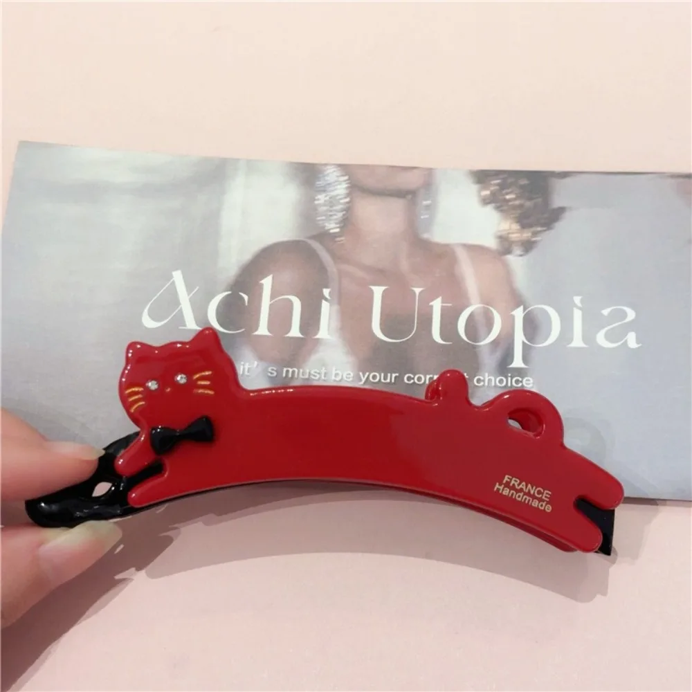 

Fashion Acetic Acid Acetate Cat Hair Clip Pet Headdress Animal Banana Clip Korean Style Hair Accessories Vertical Clip Daily