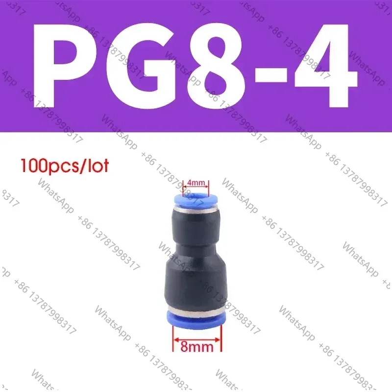 100PCS 50PCS Lot PG 4-6mm 6-8mm 6-10mm Air Pneumatic Fitting One Touch Push Into Straight Gas Fittings Plastic Quick Connectors
