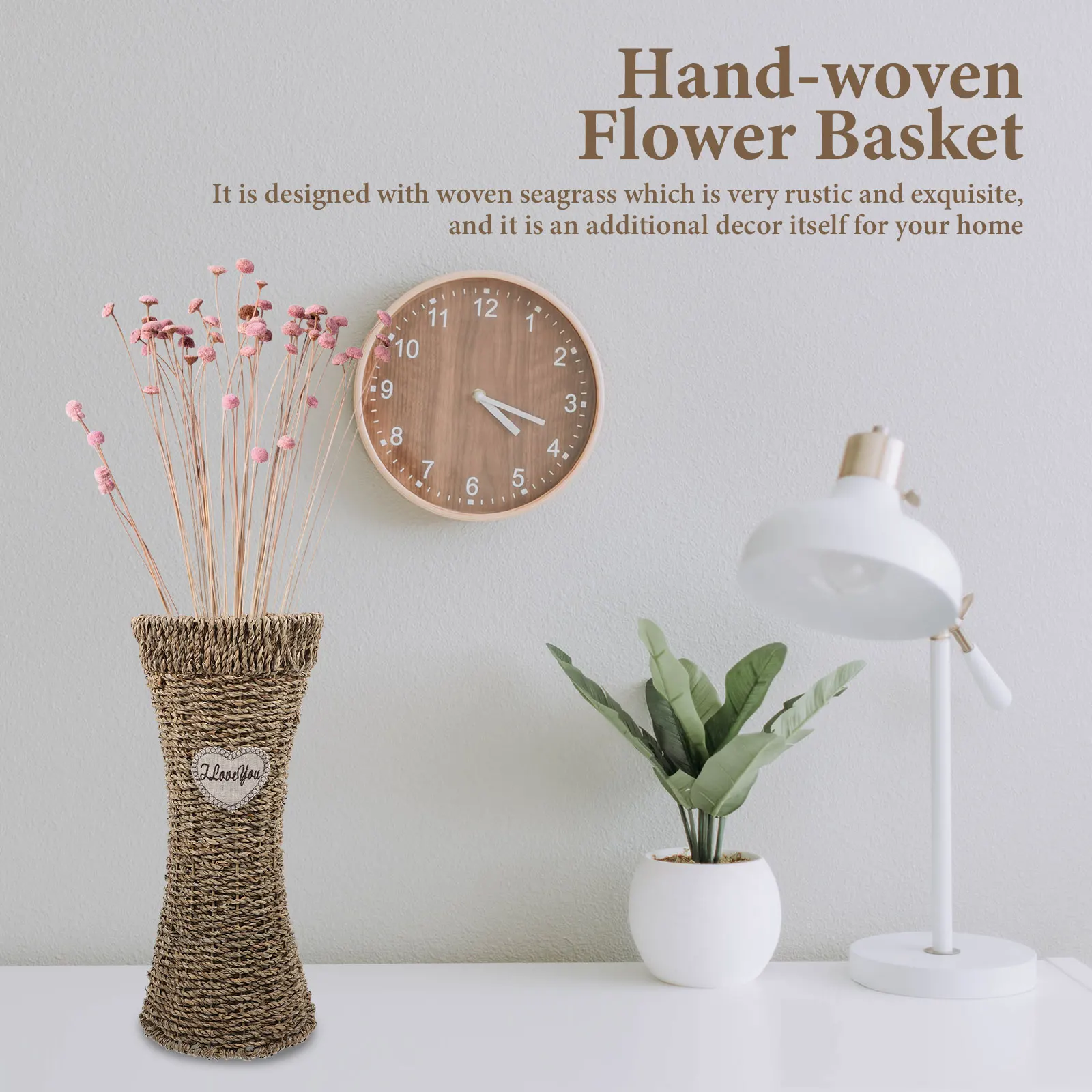 

Seagrass Woven Vase Straw Decorative Vases Rustic Flower Boho Style for Flowers Home Farmhouse