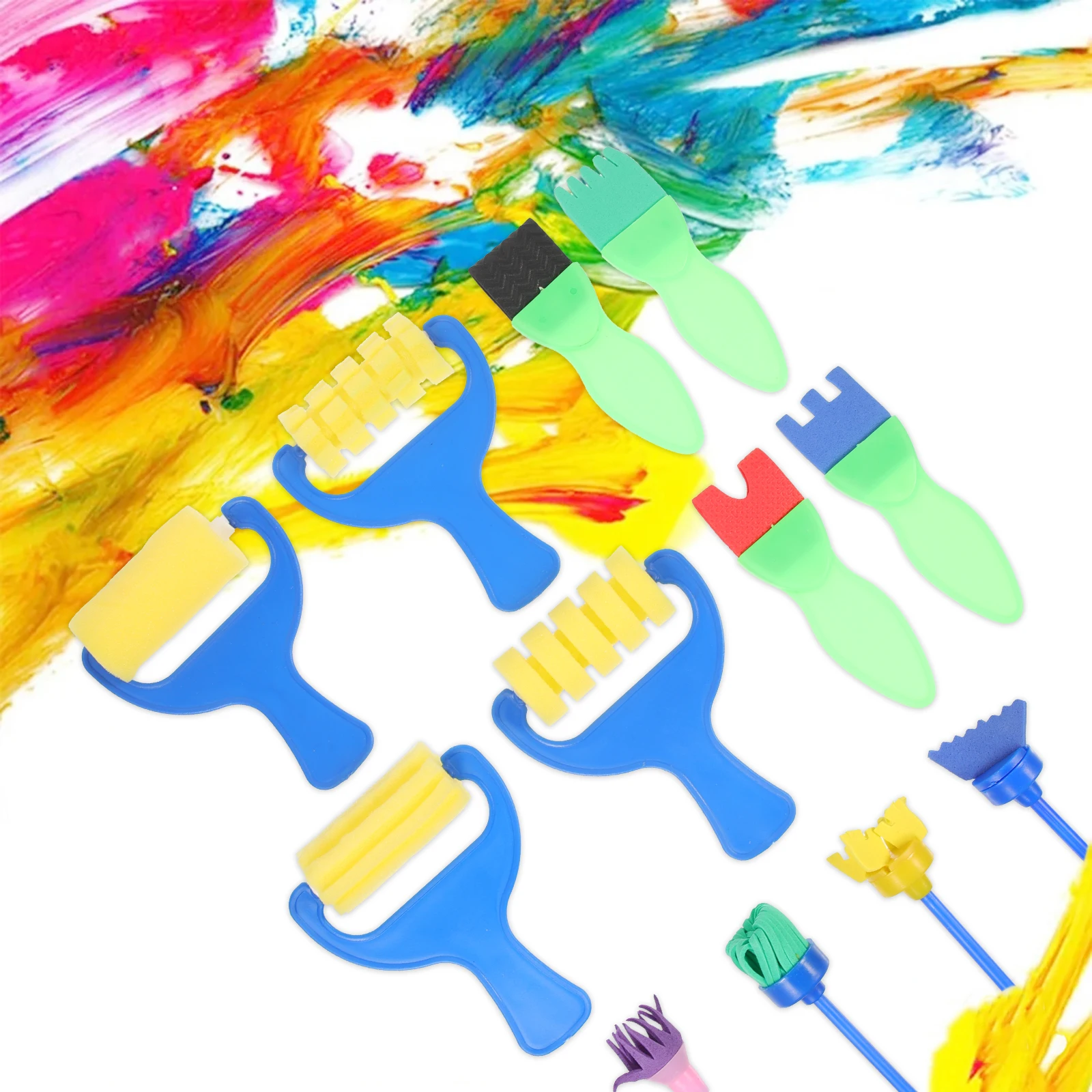

Drawing Tool Kids Painting Set Art Foam Sponge Brushes DIY Graffiti Roller Abs Paint Brush Acrylic Watercolor Crafts Gift