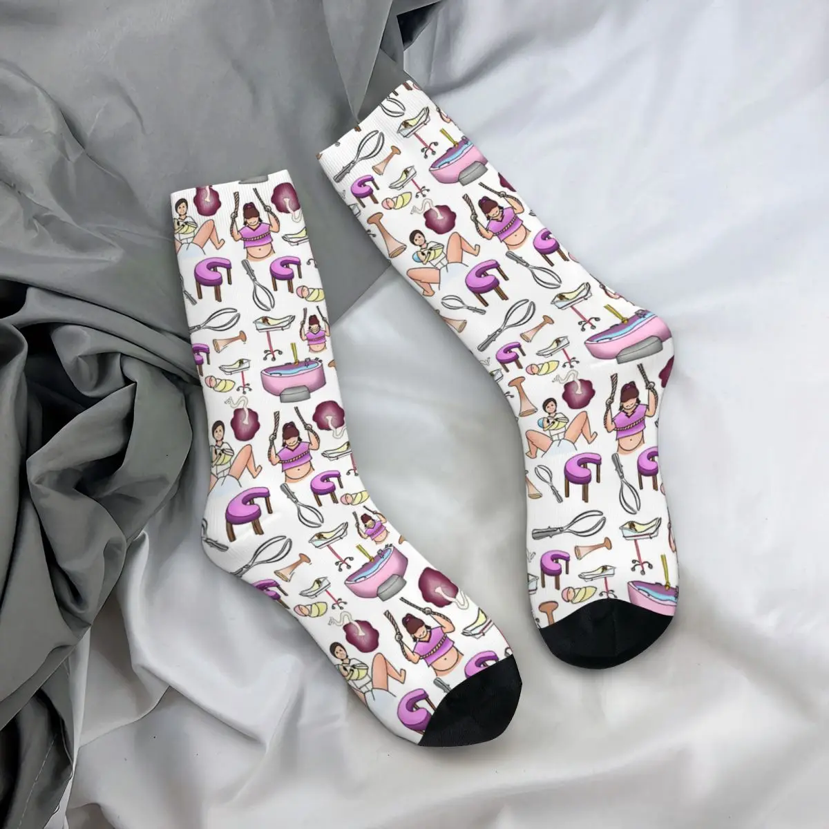 Obstetrics Socks Gothic Stockings Spring Anti-Slip Men Socks Medium Soft Printed Running Socks