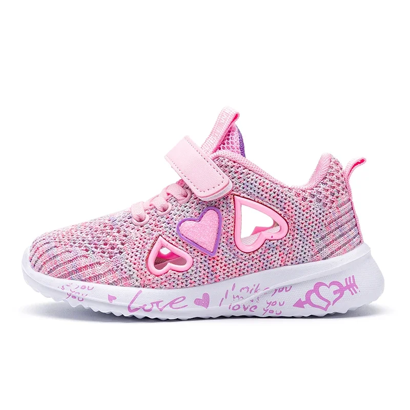 Zapatos informales de malla para niños y niñas, zapatillas deportivas de verano, zapatos ligeros, zapatos planos rosas bonitos, otoño