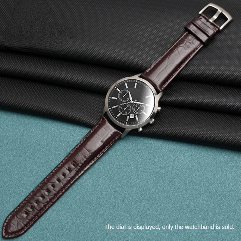 Genuine Leather Watch Strap for Armani Ar2432 Ar2433 Ar2447 Men Women Waterproof Sweatproof Watchband Accessories 22mm Wristband