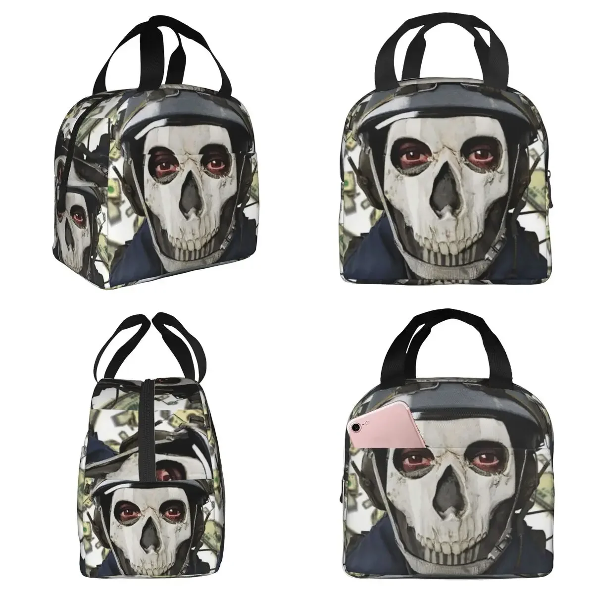 Silly Ghost Cod Isolierte Lunchtasche für Damen, Büro-Kühltasche, Thermo-Lebensmittelbox, tragbare Lunchboxen, Behälter