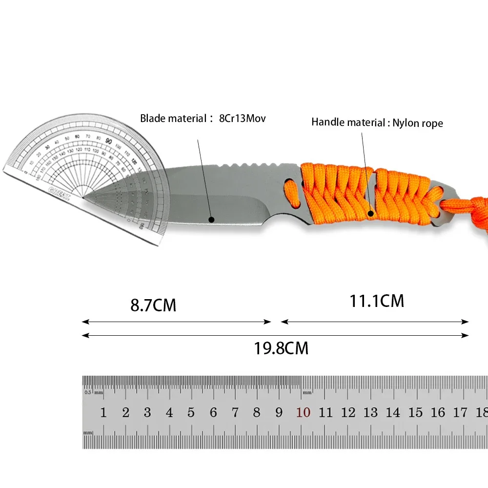 GB Paracord Fixed Blade Knife Tacitcal Gray Titanium Stainless Steel Hunting Outdoor Camping EDC Utility Bushcrafting Knives