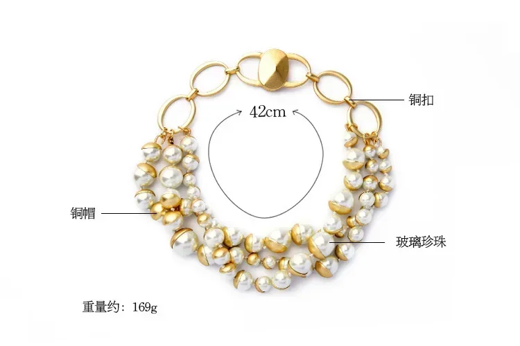 Vintage Multilayers Pearls Short Choker Necklace for Women Colares Collier Femme