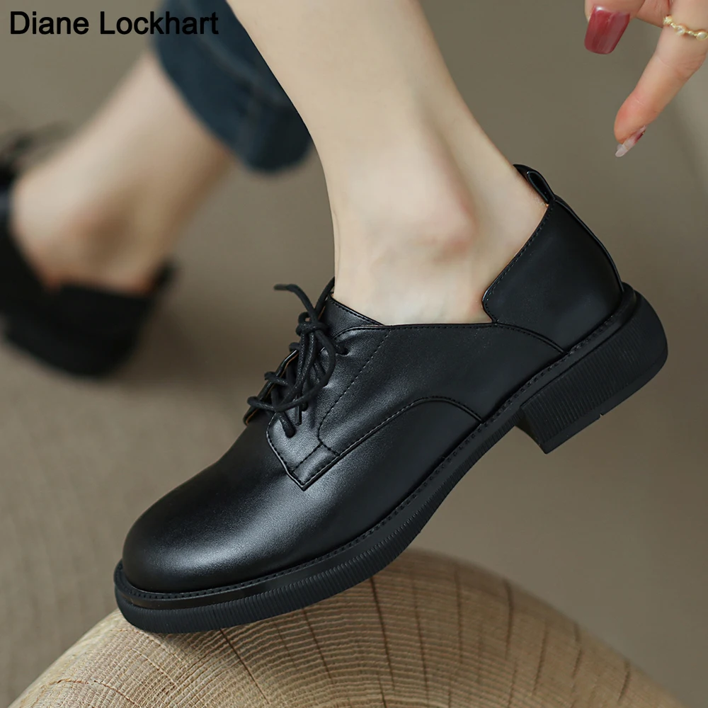 

Leather oxford shoes for women flats round toe derby sneaker party casual shoes slip on loafers chaussure femme talon femme