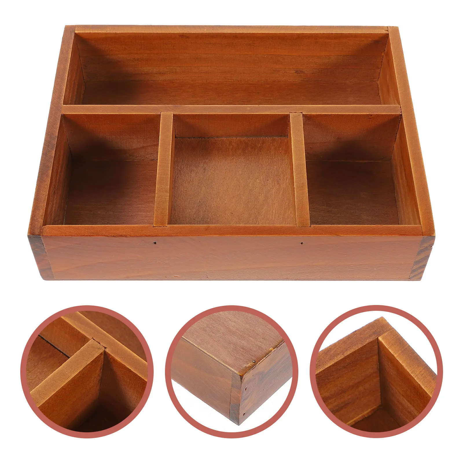 

Makeup Jewelry Tray Multi-Functional Wooden Compartment Box for Cosmetics Rings Keys Trinkets Display Storage Vanity Dresser