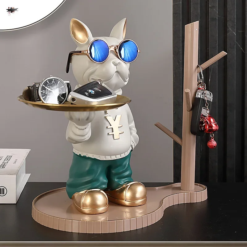 

French Bulldog Sculpture Dog Ornaments for Room Tabletop Decor Dog Butler Design Statue for Home Resin Nordic Decor