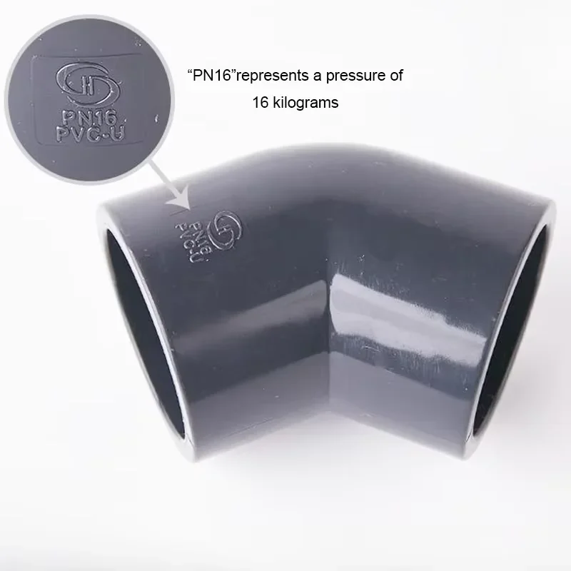 20/25/32/40/50/6-110mm UPVC 다크 그레이 블루 45 °   팔꿈치 화학 물 공급 및 배수 파이프라인 PVC 파이프 피팅 조인트