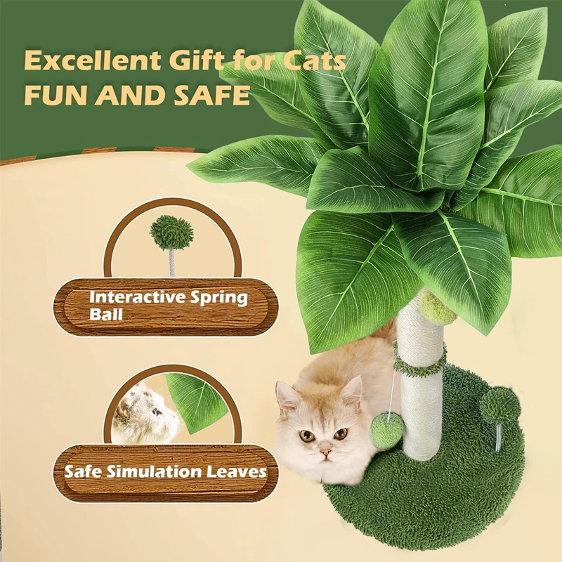 Cat Scratching Pos for Cats 65cm Tall Scratch Tree with Premium Sisal Rope Two Interactive Dangling Balls and Spring Ball Toys