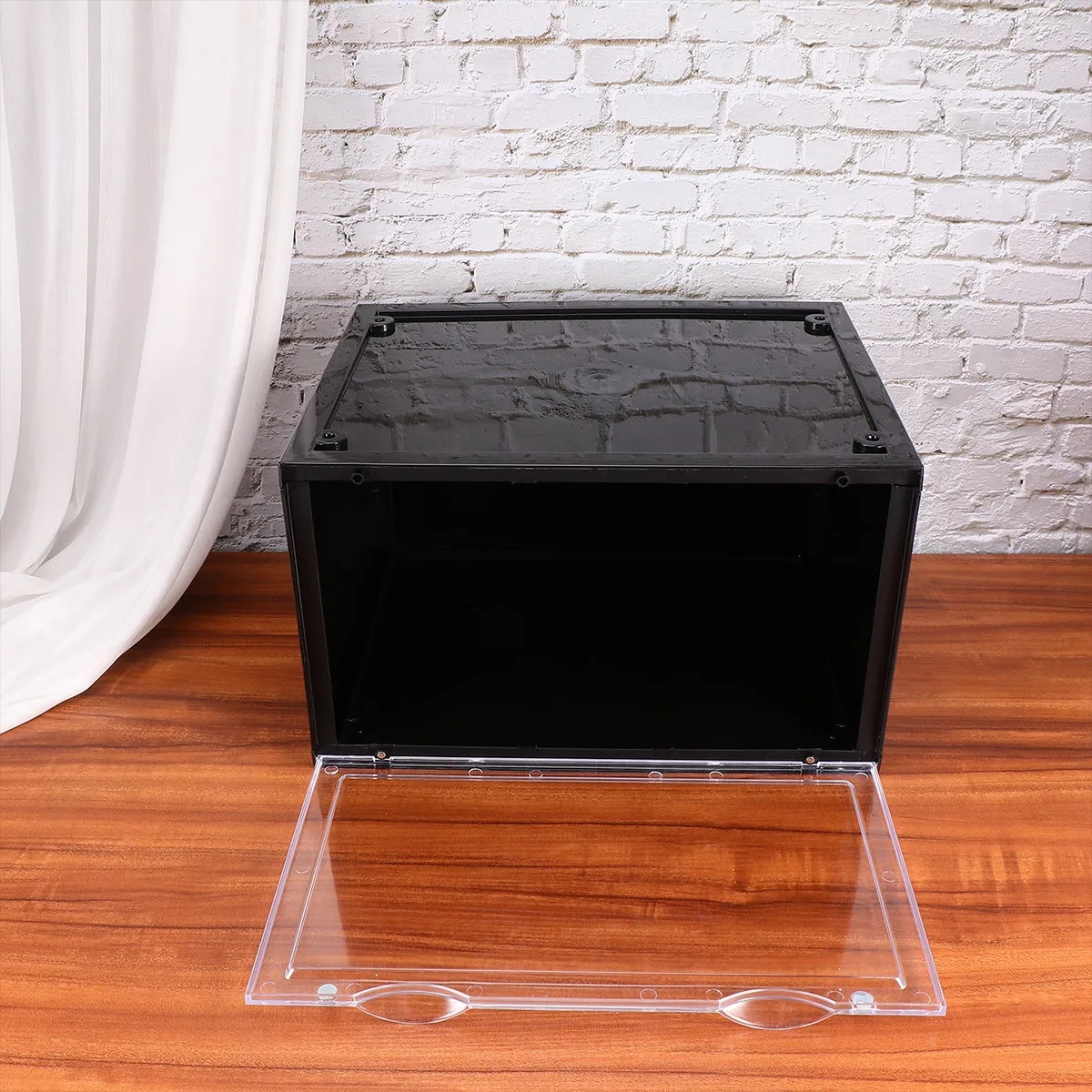 1pc Foldable Dust-Proof Shoe Box Pp Material Transparent Side Cover Magnetic Closure Storage Organizer For High Heels Boots
