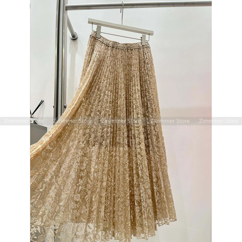 No Returns! Heavy work splicing embroidery design solid colour mid-length bustier skirt women 2024 early autumn new