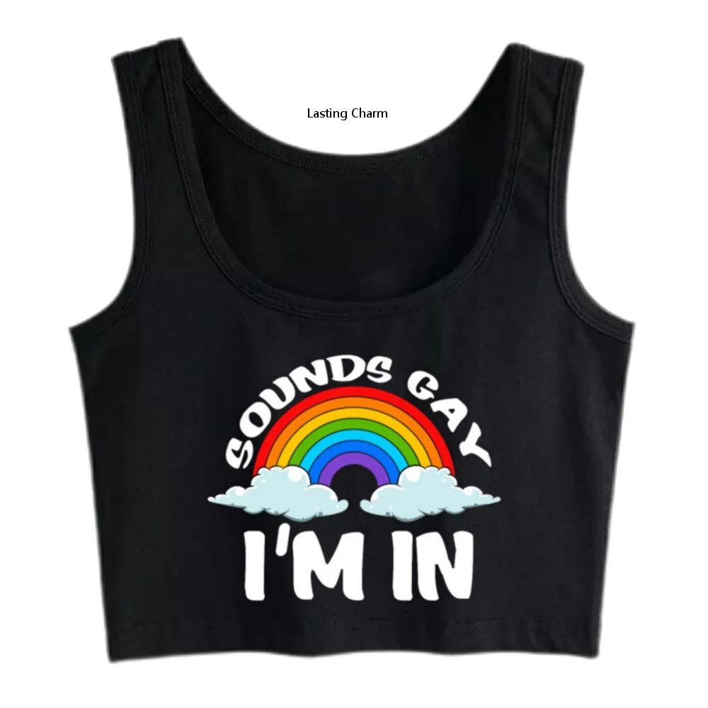 

Lasting Charm Sounds Gay Pride Rainbow Flag Gift For Lgbt Funny Crop Top