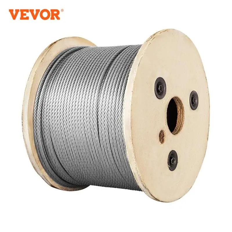 VEVOR 100M 150M 300M Wire Rope 316 Stainless Steel Strong Tension Soft Fishing Lifting Cable 1*19 Construction Clothesline 3.2MM