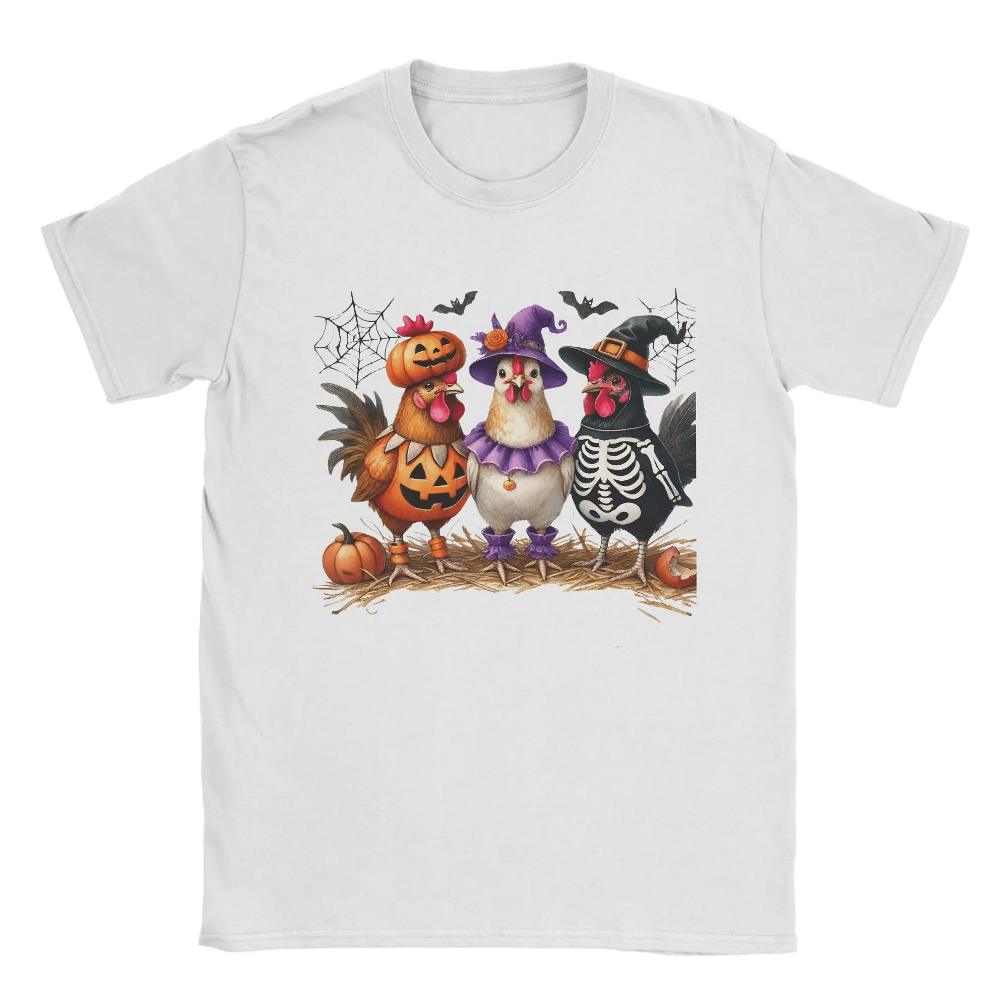 

Men Funny Chicken Halloween T Shirts Pure Cotton Clothing Funny Short Sleeve Crew Neck Tee Shirt Birthday Present T-Shirts